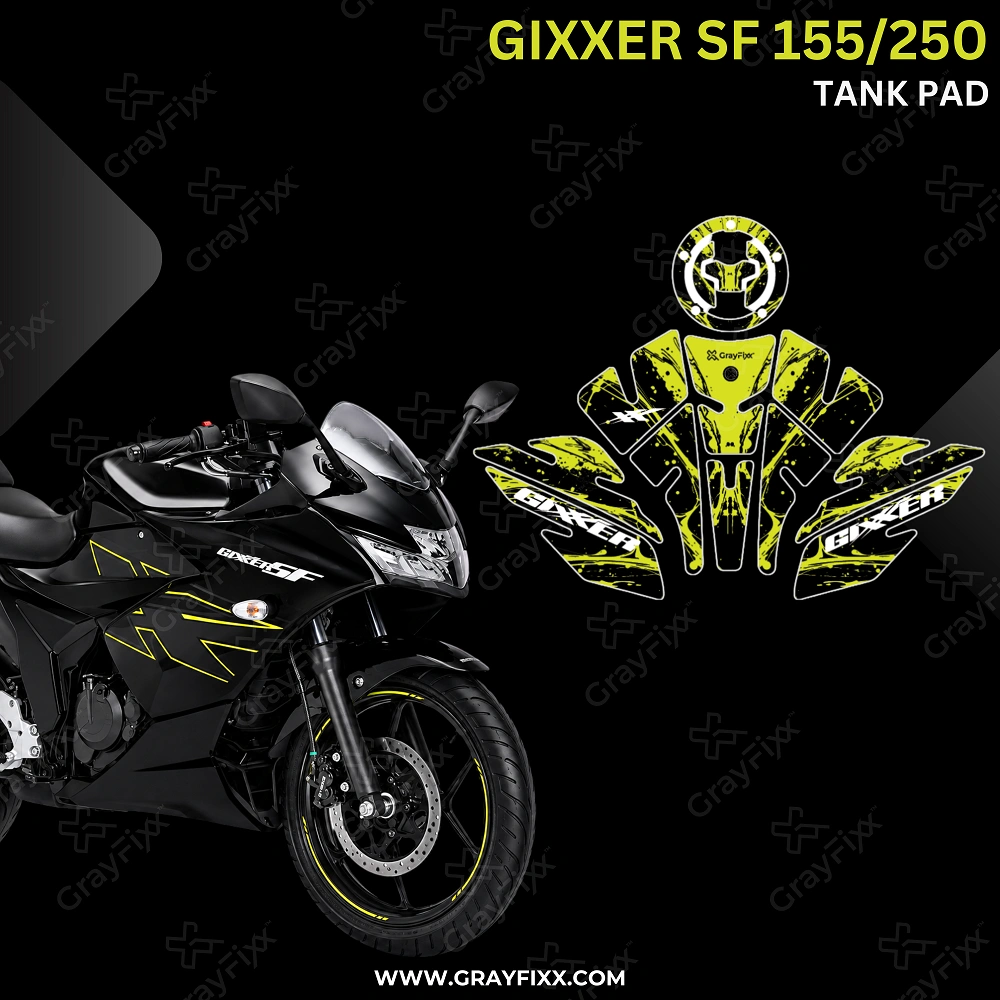 Gixxer SF Full Tank Pad with Knee Pad | Full Tank Pad Compatible with Gixxer SF, Premium Finish, Waterproof, Pack of 1